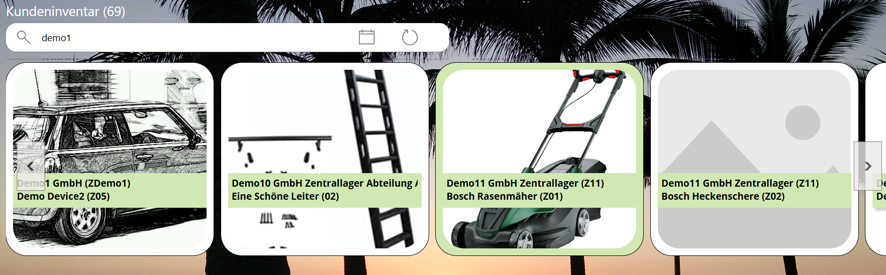 pobvol|pssService Board|Startscreen|Inventarübersicht