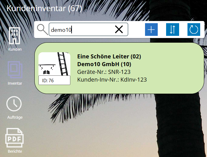 pobvol|pssService Board|Screen:Kundeninventar|Inventarübersicht