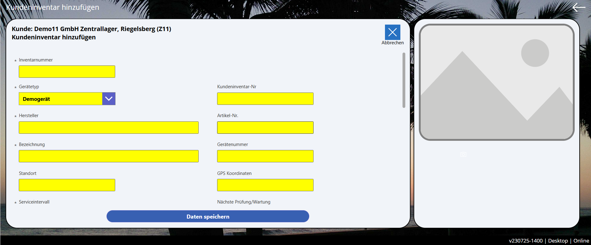 pobvol|pssService Board|Screen:Kundeninventar|Inventar hinzufügen und bearbeiten