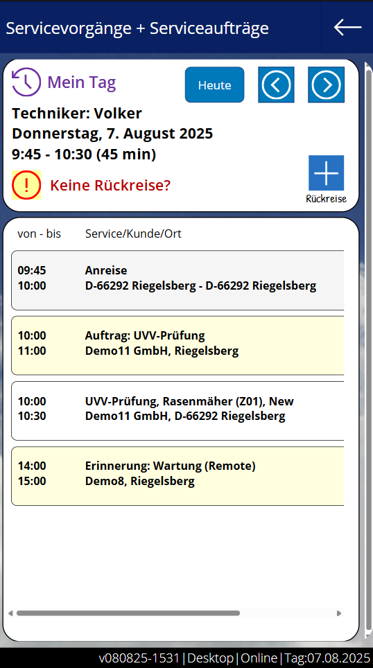 pobvol|pssService Phone|Screen:Meine Tag