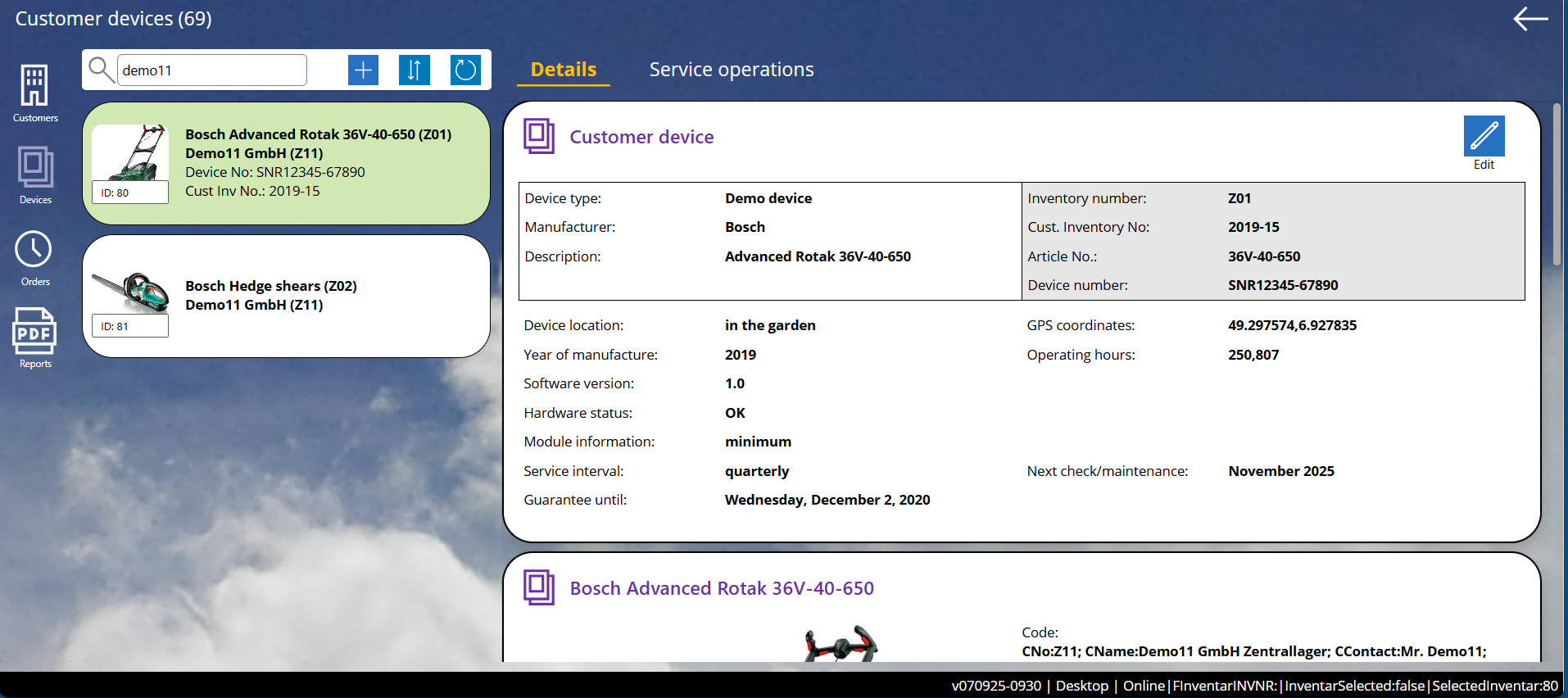 pobvol|pssService Board|Device Screen