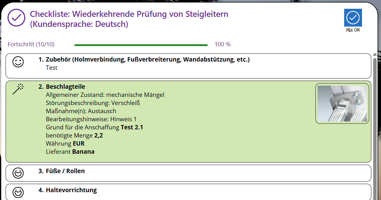 pobvol|pssService Board|Screen:Service activities|Checkliste
