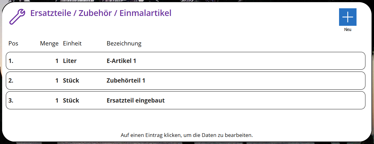 pobvol|pssService Board|Screen:Service activities|Ersatzteile/Zubehör/Einmalartikel