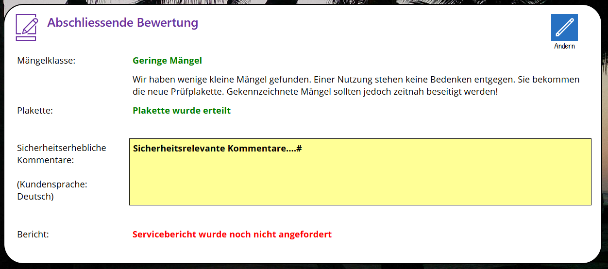 pobvol|pssService Board|Screen:Service activities|Abschliessende Bewertung