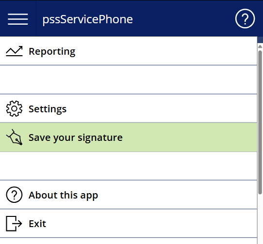 pobvol|pssService Phone|Startscreen|Menu